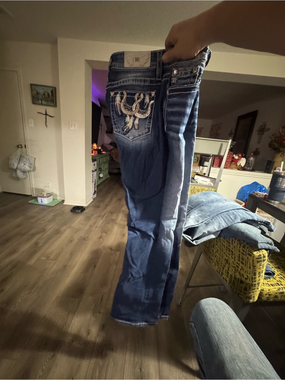 Miss Me Dark Blue Bootcut Jeans with Embroidered Back Pockets